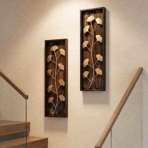 Paneles Decorativos de Pared con Diseño de Hojas, Arte Rústico Moderno para Colgar en la Pared, Escultura para Sala de Estar, Dormitorio y Oficina (45X15 CM) - Product Image 1