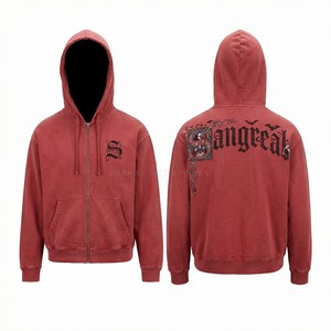 Custom Grey Acid Wash Hoodie Vintage Streetwear Graphic Print Pullover High Gsm Heavyweight Fleece Hooded Sweatshirt Wholesale - Product Image 6