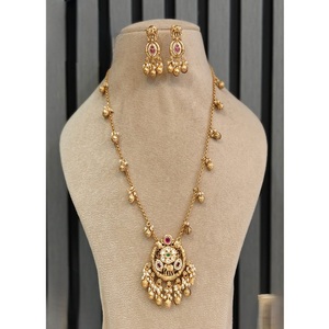Graceful Gold Plated Alloy Tassel <b>Necklace</b> Earrings <b>Set</b> with Zircon and Imitation <b>Pearl</b> for Women Wedding Jewelry - Product Image 1