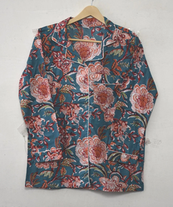 Conjunto de Pijama de Algodón Estampado con Estampado Étnico, Ropa de Dormir Transpirable para Mujer, Pijama Suave de Verano con Estampado Indio - Product Image 2