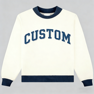Custom Winter Two-Tone Oversized Crewneck Sweatshirt with Mock Neck Contrast Rib 100% Cotton Custom Brand Name for Women - Product Image 1