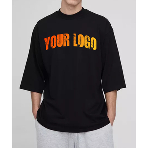 T-shirt unisexe en coton imprimé 100 % OEM, coupe extrême oversize, 200 g, style streetwear hip-hop vintage, vierge, pour hommes, vente en gros - Product Image 5