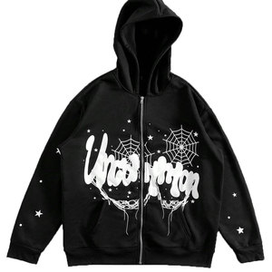 Sweat à capuche unisexe personnalisé Streetrush, coupe ample, en polaire, avec logo imprimé, de haute qualité, respirant, écologique, séchage rapide, motif araignée - Product Image 1