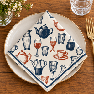 Serviette de table en coton imprimé de qualité supérieure avec motif floral rouge aux coins et sur le bord – Serviette de table décorative élégante pour la maison, l'hôtel - Product Image 1