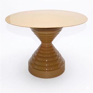 Mesa Auxiliar Moderna con Detalles Metálicos, Mesa Redonda con Base Dorada, Mesa de Centro de Lujo para Sala de Estar, Muebles para Hostelería al por Mayor - Product Image 1