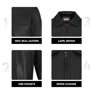 เสื้อแจ็คเก็ตหนังวินเทจผู้ชาย คอปกโปโล สไตล์ลำลองสำหรับธุรกิจและทำงาน  คอปกพับได้  ผู้จำหน่ายขายส่ง - Product Image 3