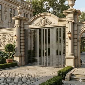 Puerta Doble Abatible de Hierro Forjado con Recubrimiento en Polvo KHP, Control Manual, Exterior, Duradera, Fácil Instalación, Diseño Tradicional - Product Image 6