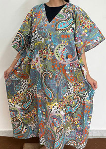 Vestido Kaftan Estampado de Algodón de Primera Calidad para Mujer, Diseñado con Caída Relajada, Textura Suave y Estilo Casual Moderno - Product Image 3