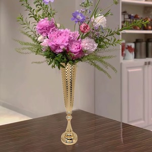 Vase à fleurs en laiton glamour de haute qualité, décoration de mariage, vase à fleurs en métal, style européen - Product Image 6