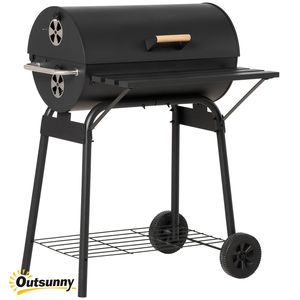 Griglia Portatile a Carbone in Porcellana da 30 Pollici con Ruote, Griglia Regolabile e Ripiano Portaoggetti per Campeggio e Giardino - Product Image 1
