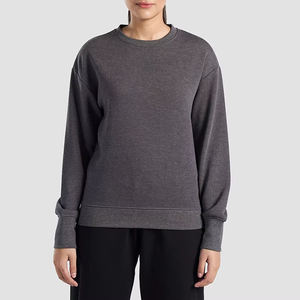 Pull en molleton blanc uni, écologique, grande taille, délavé, brodé, personnalisable, col rond, manches longues, pour femme - Product Image 1