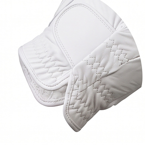 Gant de golf blanc avec motif de circuit imprimé, respirant, en cuir véritable, pour main droite, unisexe, fermeture à enfiler - Product Image 6