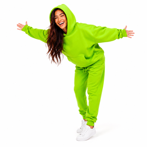 Ensemble de survêtement vert citron pour femme, coupe ample, manches longues, couleur unie, sweat-shirt décontracté et pantalon avec poches latérales, idéal pour l'automne - Product Image 5