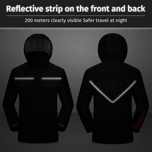 Traje Impermeable para Hombre, Chaqueta con Capucha y Pantalones, Conjunto de Parka para Exteriores, Negro, Recubierto de Poliéster, Resistente al Viento - Product Image 3