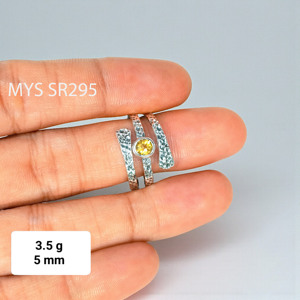 แหวนพลอยซิทรีนทรงกลมตัดเป็น925แหวนเงินสเตอร์ลิงเครื่องประดับชั้นดี - Product Image 1