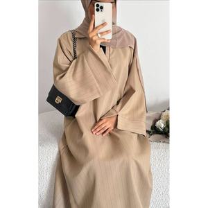 Abaya rayée en double tissu, robe musulmane à manches larges, tenue modeste pour femme, usage quotidien, Eid, Ramadan, prière, boutique OEM ODM - Product Image 2