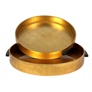 ถาดเสิร์ฟพร้อมแผ่นฟอยล์สีทอง MDF ทรงกลมหรูหราตกแต่งบ้านหรูหราสำหรับโต๊ะกาแฟถาดสำหรับตกแต่งโต๊ะเครื่องแป้งที่ทำด้วยมือ - Product Image 1