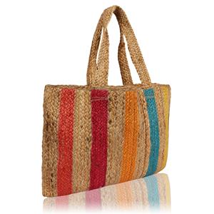 Sac fourre-tout en toile de jute écologique tendance 2026, grand sac à main pour femme, sacs à main de luxe, sac fourre-tout rayé vintage, fournisseur indien - Product Image 2