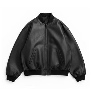 Chaqueta de cuero genuino para hombre, estilo motero, con puños acanalados, para marcas de ropa masculina, proveedor de fábrica para pedidos al por mayor - Product Image 3