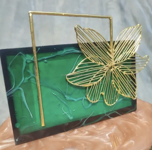 กระเป๋าคลัทช์ทำด้วยมือสีทองของเด็กทำจากเรซินกระเป๋าคลัทช์กล่องเก็บลายดอกไม้สำหรับงานฝีมือ - Product Image 2