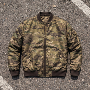 Men's Camouflage Bomber <b>Jacket</b> Zipper Closure Crew Neck Nylon Memory Coat Mens Casual Wear Regular Fit Bomber <b>Jackets</b> Men - Product Image 6