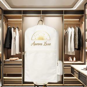 Bolsa para Trajes y Faldas Personalizada de Lona 100% Algodón con Bolsillos, Asa de Cinta y Cierre de Cremallera para Colgar en Armario - Product Image 1