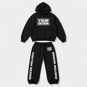 Wholesale Bulk Supplier Custom Screen Print Logo Heavy Fleece Tracksuit Kangaroo Pocket Ribbed Cuff <b>Thermal</b> Loungewear - Product Image 4