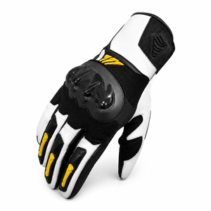 Gants de moto personnalisés blancs, noirs et jaunes avec protection rigide des articulations, antidérapants, équipement de conduite, protection des poignets pour usages multiples - Product Image 2