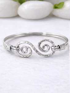 Handmade <b>Copper</b> Wire Wrapped <b>Bangle</b>: Rustic Hammered Boho Bracelet - Product Image 2