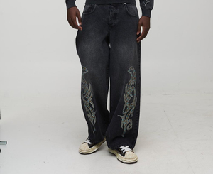 Custom Men's Summer Winter Lightweight Baggy Jeans Straight Fit 100% Cotton Raw Selvedge Denim <b>Pants</b> Button Decoration Solid - Product Image 6