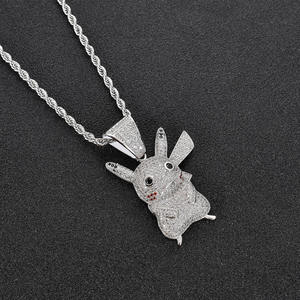 Pendentif Pikachu le plus vendu, en argent 925, micro-pavé de diamants, charme de dessin animé, unisexe, hip-hop, à porter au quotidien, disponible à la vente - Product Image 4