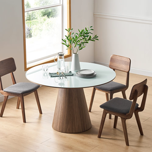 Minimalist Modern Farmhouse <b>Wooden</b> <b>Round</b> <b>Dining</b> <b>Table</b> Set for Home Apartment Contemporary Villa Hotel School Park - Product Image 5