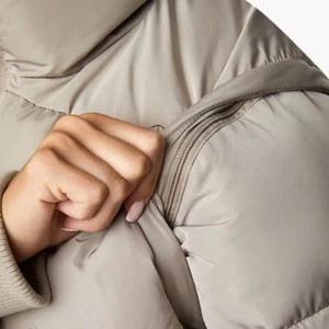 Veste matelassée pour femme, col montant, fermeture éclair, manches longues, couleur unie, manteau d'hiver épais, longueur courte - Product Image 3