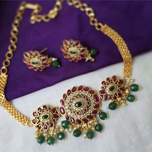 18K Gold Plated Christian Pearl Rhinestone Choker Necklace for Wedding - Product Image 1