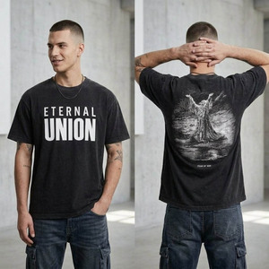 T-shirt graphique surdimensionné pour homme, streetwear personnalisé, manches courtes, col rond, impression avant et arrière, coton premium, mode urbaine décontractée - Product Image 5