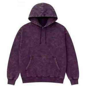 Sweat à capuche oversize pour homme en molleton 100% coton, délavé à l'acide, brodé, imprimé numériquement, style vintage, streetwear, hiver - Product Image 1
