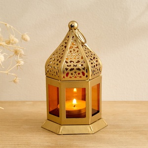 Moroccan Style <b>Brass</b> Square <b>Lantern</b> With Geometric Cutouts For Home Decoration Durable Vintage Design - Product Image 6