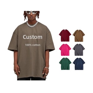 T-shirts vintage pour hommes en coton 100% délavé à l'acide, coupe oversize à épaules tombantes, grammage lourd 230 g/m², personnalisables en gros - Product Image 1