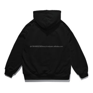 Sudadera con Capucha, Cordón Ajustable, Holgada, al por Mayor, Negra, Gruesa, Lisa, 500 g/m², Personalizable, para Hombre - Product Image 2