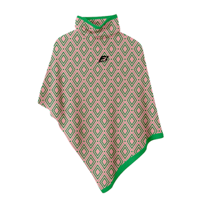 Poncho en tricot à col roulé pour femme, automne-hiver, rose, motif géométrique en losanges, châle asymétrique, cape - Product Image 3