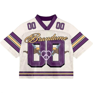 Brandame American Football Jersey Women's V-Neck <b>Mesh</b> Short Sleeve Custom Printed Sportswear Breathable All Seasons - Product Image 3