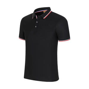 เสื้อโปโลแขนสั้นสีน้ำเงินกรมท่าสำหรับผู้ชาย ทรงปกติ สีพื้น แต่งขอบตัดกัน สไตล์ลำลอง ผ้าถักปิเก้ คอตตอน - Product Image 3