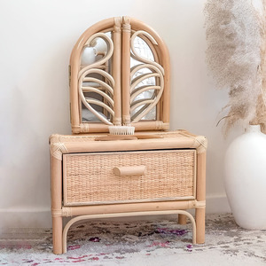 Small rattan table for kid play makeup best seller girl <b>vanity</b> desk decorative <b>make</b>-<b>up</b> desks - Product Image 5