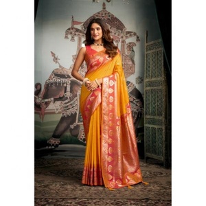 Envílase en Elegancia, Haga de Cada Momento una Experiencia Real, Disfrute de una Gracia Atemporal, Saree de Seda, Tela de Seda de Primera Calidad, Suave y Pesada - Product Image 1