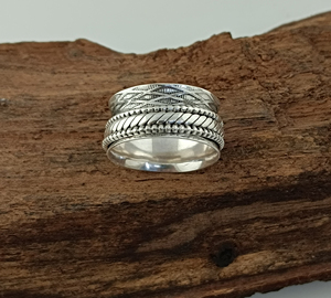 Wholesale Classic 925 Sterling Silver Party <b>Spinner</b> <b>Ring</b> Braided Rope Beaded Double Spinning Band Anti Anxiety Meditation - Product Image 4
