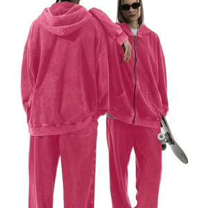 Hooded 100% Cotton Two-Piece Winter Streetwear Tracksuit Stylish Comfortable Fleece Unisex Sweatshirt Hoodie <b>Sweatpants</b> <b>Set</b> - Product Image 1