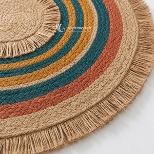 Colorful Bohemian Seagrass <b>Wall</b> Decor Luxury Concentric Circle Raffia Hanging Plate Set Sustainable Wicker Anniversary Home - Product Image 3
