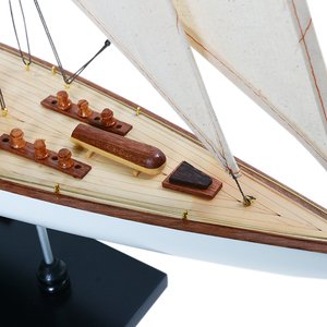 Endeavour Sailboat Schooner <b>Yacht</b> Model - Black & White Painted Small Nautical Decor Business Gift 59.94Lx11.43Wx77.98H cm - Product Image 4