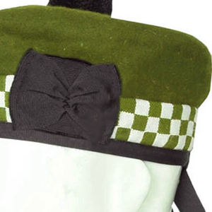Gorro Escocés Balmoral Verde Oliva con Pompón Negro, 100% Lana, para Vestimenta Highland, OEM ODM - Product Image 5