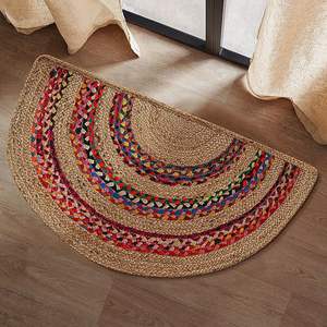 Tapis moderne écologique 100 % jute solide, motif répété en D, fabriqué à la machine, antidérapant, à poils moyens, lavable et résistant aux taches pour la décoration intérieure - Product Image 1